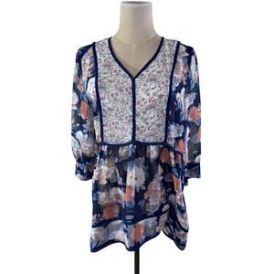 "Simply Noelle" Blue, Shear ,Milkmaid Top, SZ S, Cobblestone,BOHO,Fairy,Gypsy